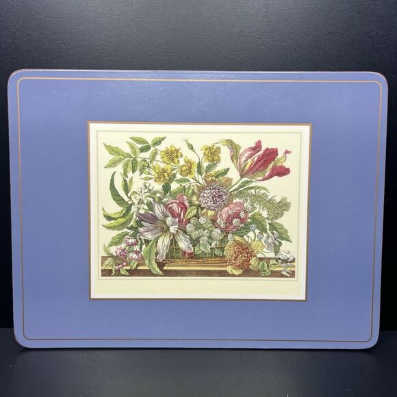 Pimpernel DeLuxe Placemats Set of 6 Floral Arrangement Cork Backed Vtg England - Picture 6 of 13